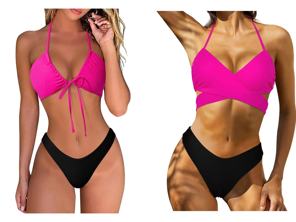 Sexy Micro Bikini Women  2023 New High Cut Swimsuit Summer Swimwear Solid Bathing Suits Beachwear Women Brazilian Push Up Bikini