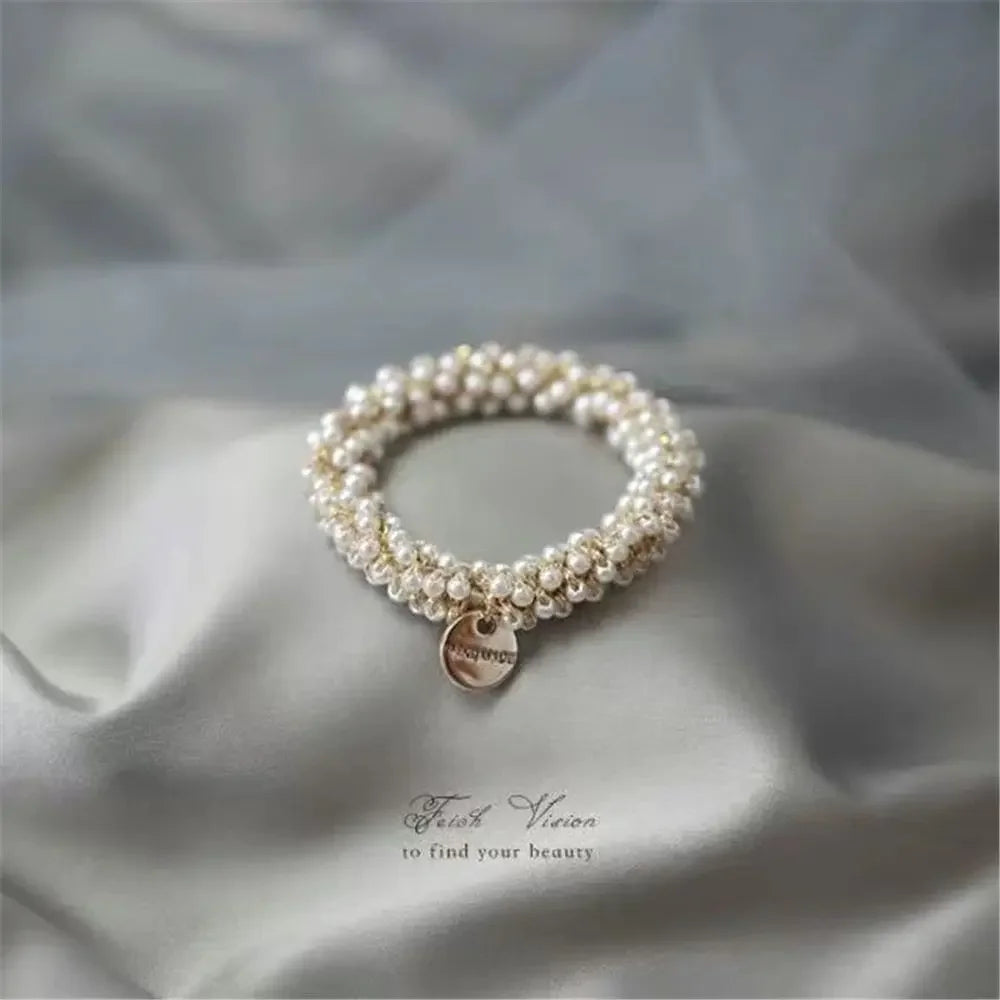 Crystal Pearl Handmade Hair Tie