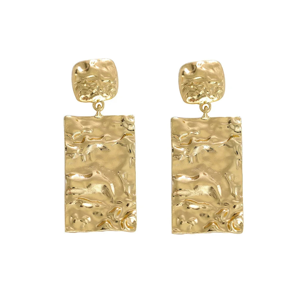 Vintage Metal Flower Statement Earrings