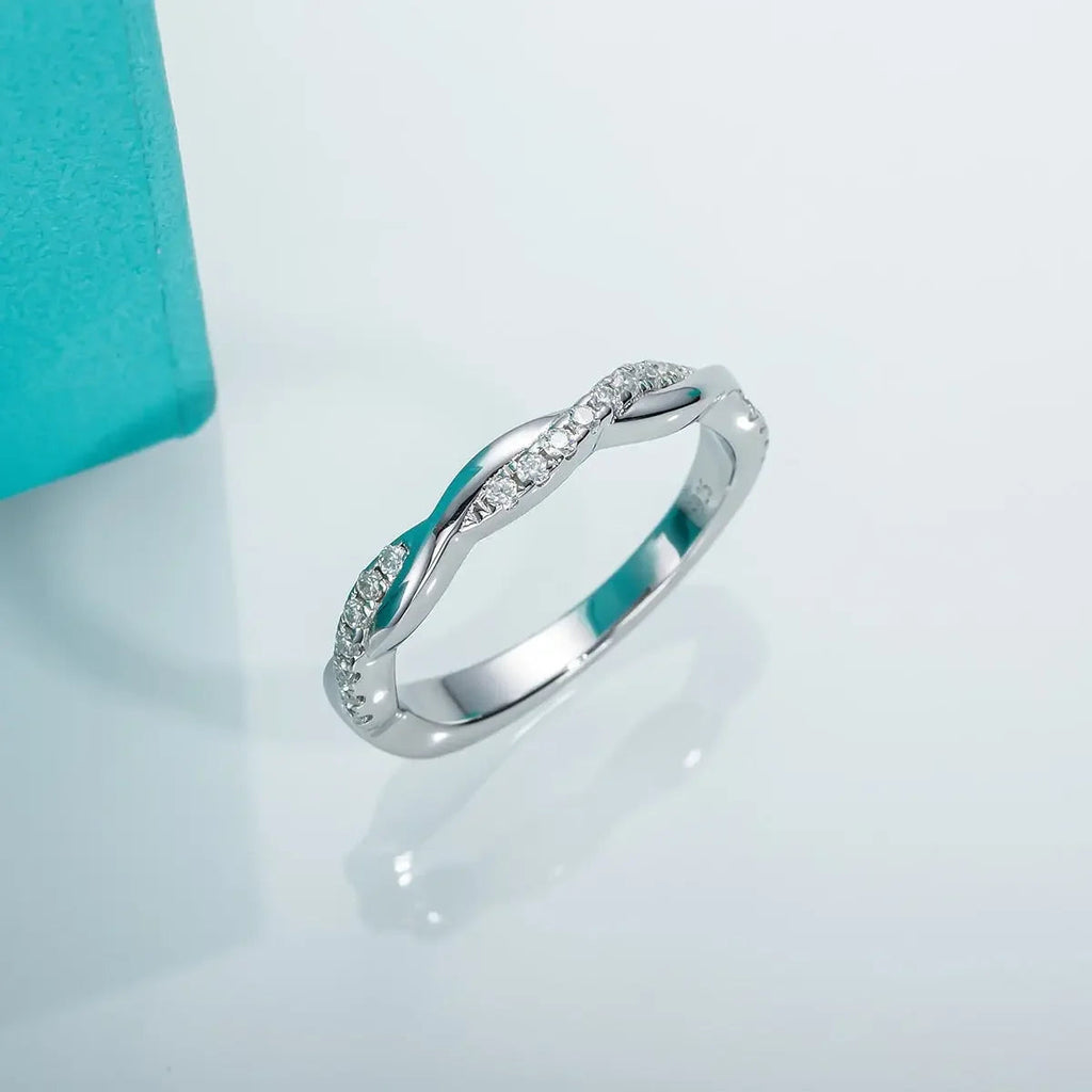 Girlfriend 1.3mm D Color Moissanite Ring 925 Silver Eternity Band