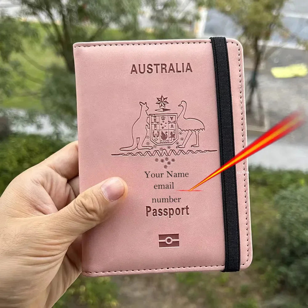 Australia Personalized Passport Holder Wallet Rfid personalised Australian Passport Cover Travel Passport Wallet Holder