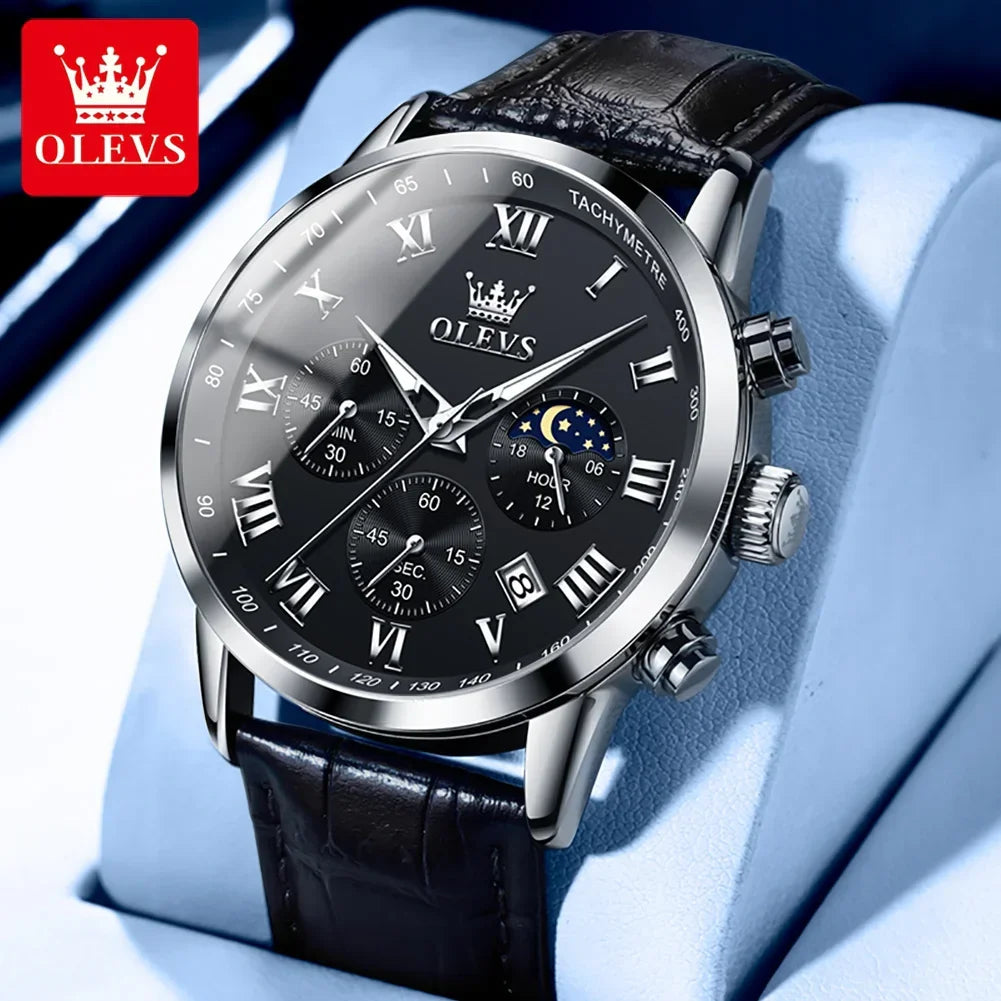 Luxury Brand Men's Stainless Chronograph Quartz Watch