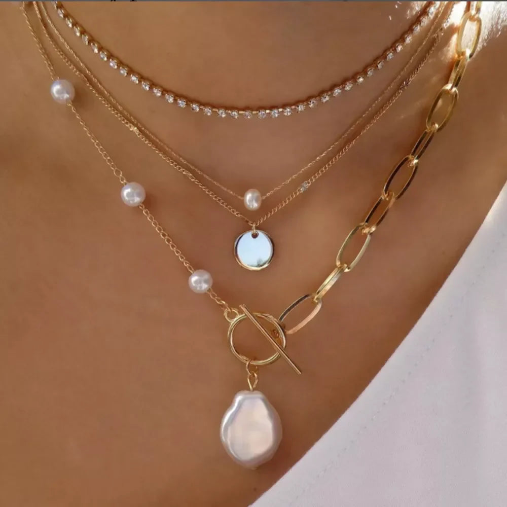 Boho Multi-Layer Crystal Pendant Necklaces