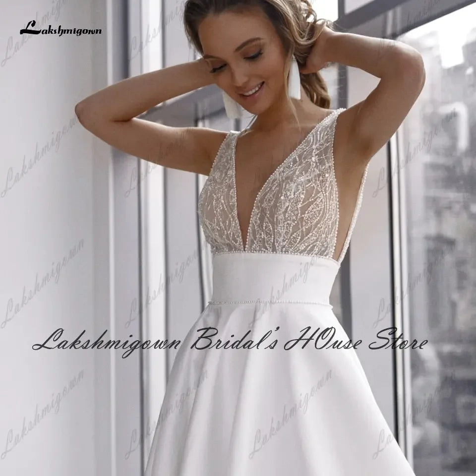 Satin Boho Wedding Dress