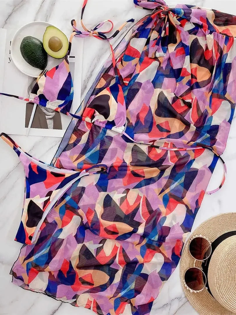 Vibrant Hues Bikini + Sarong Set