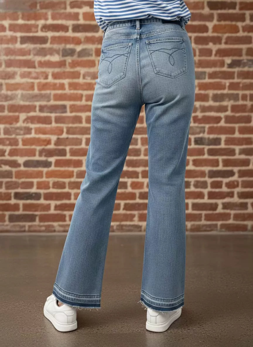 Judy Blue Full Size Mid Rise Slim Bootcut Tummy Control Release Hem Jeans Plus Size