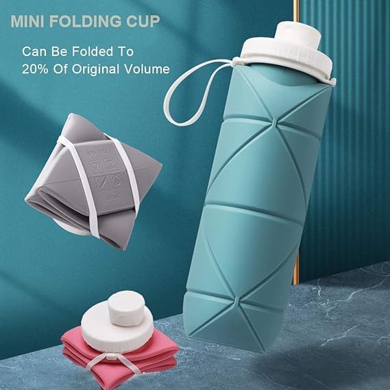 Foldable Silicone Water Bottle 610ml – Leakproof