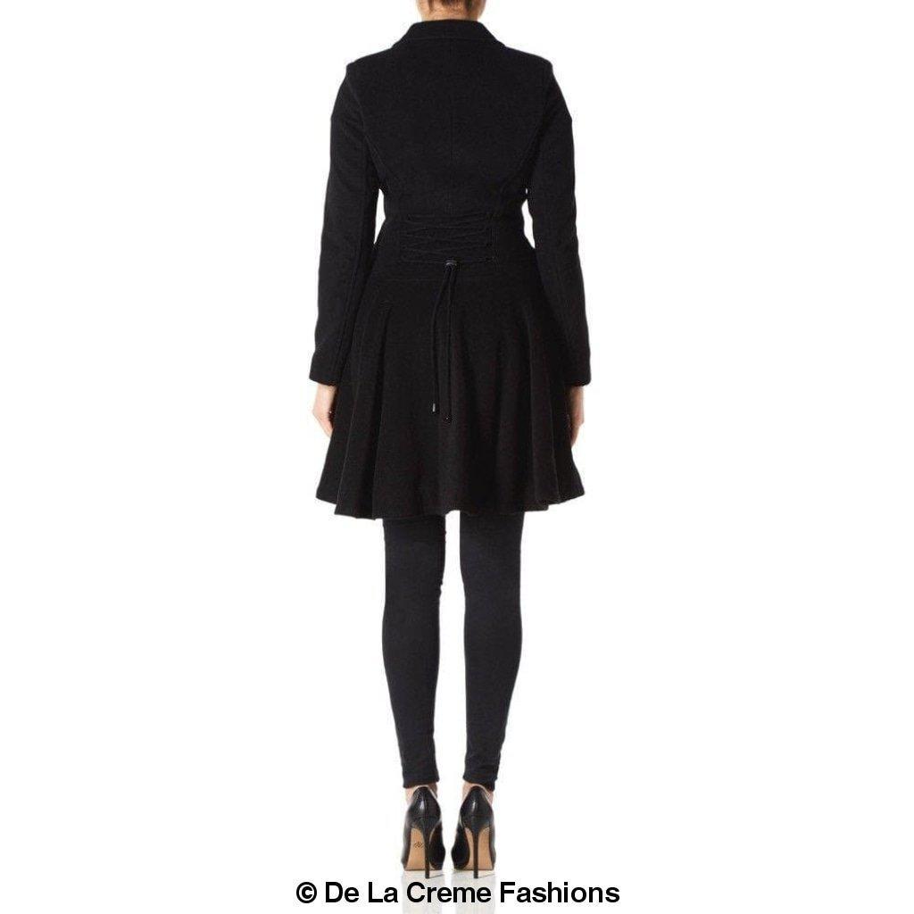Wool Blend Fit And Flare Double Breasted Skater Coat (1102)