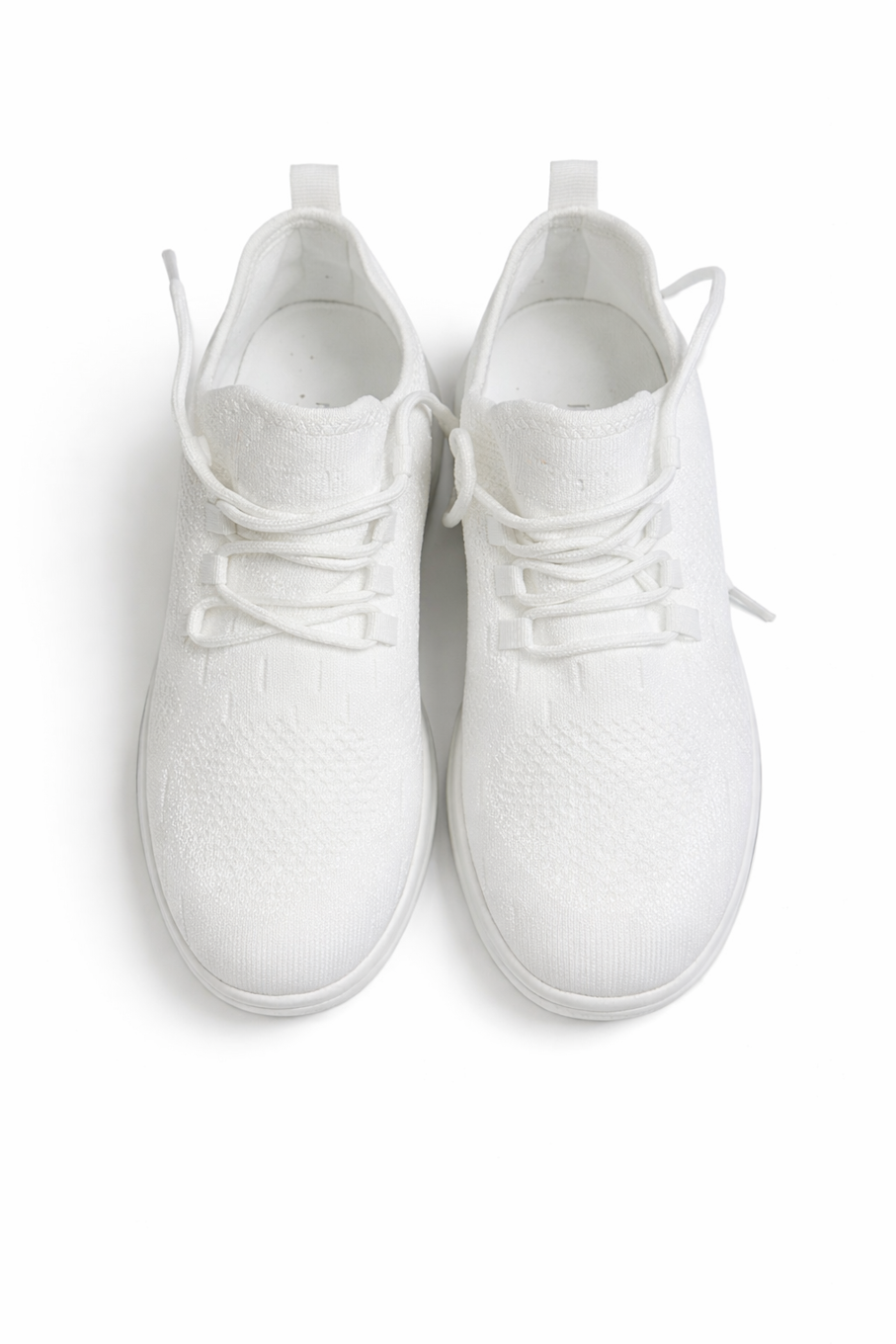 White Mesh Lace-Up Sneakers