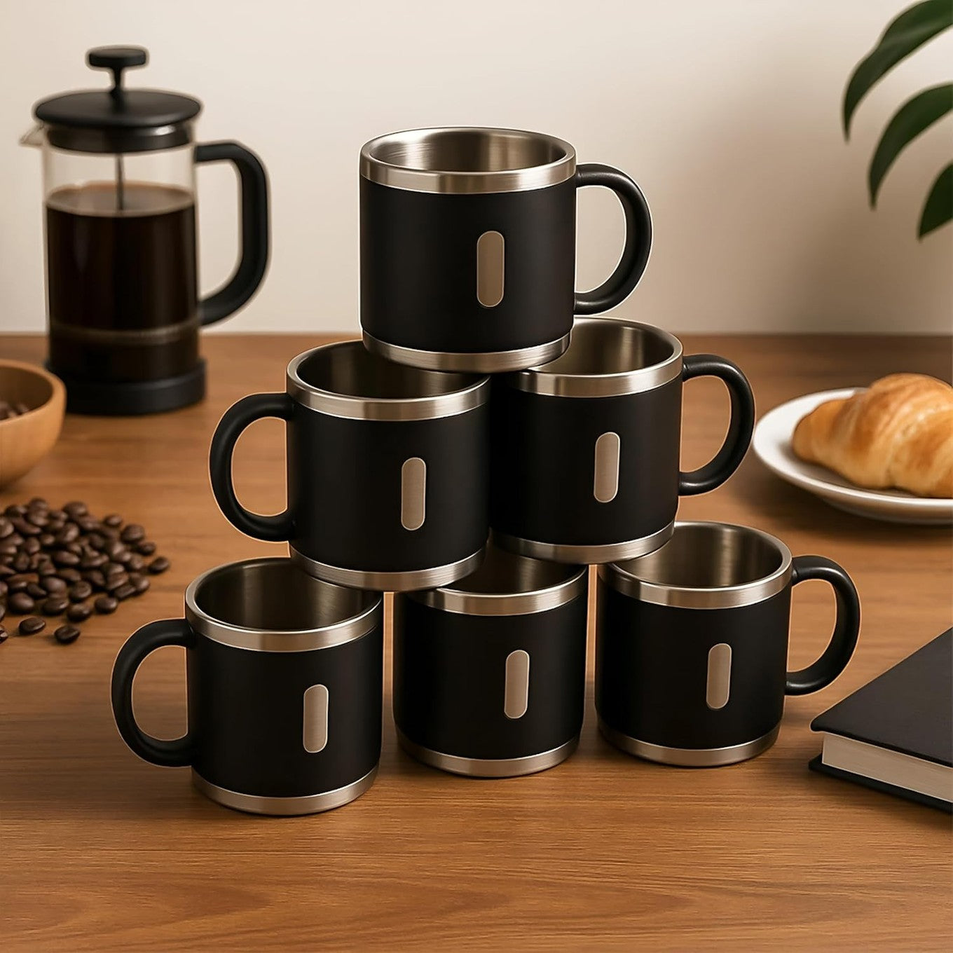 Stainless Steel Coffee Mug Set of 6