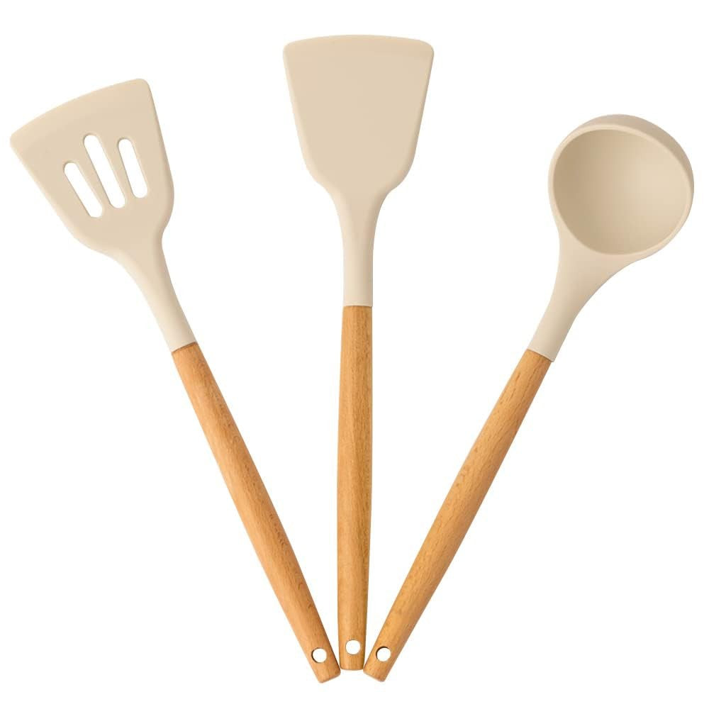 Silicone Spatula Set with Wooden Handle