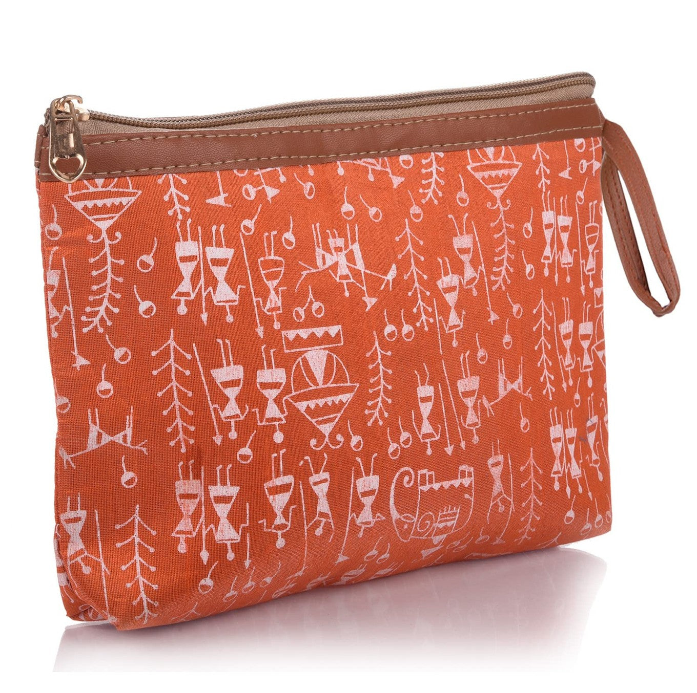 Warli Print Canvas Waterproof Makeup Pouch