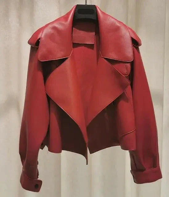 Chic Faux Leather Jacket Autumn Streetwear