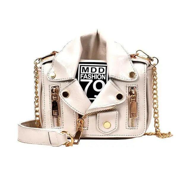 Zipper & Chain Leather Handbag