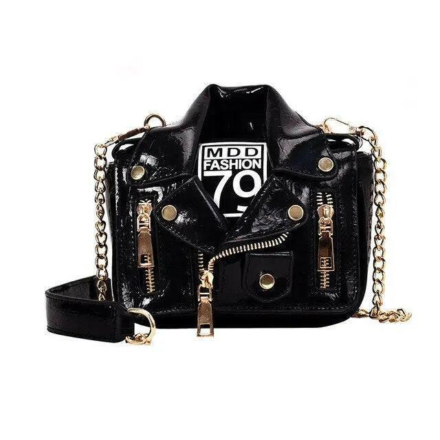 Zipper & Chain Leather Handbag