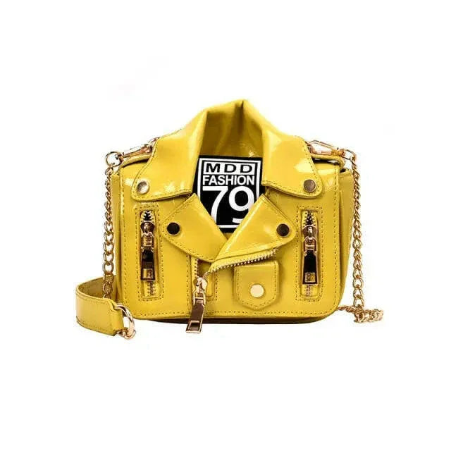Zipper & Chain Leather Handbag