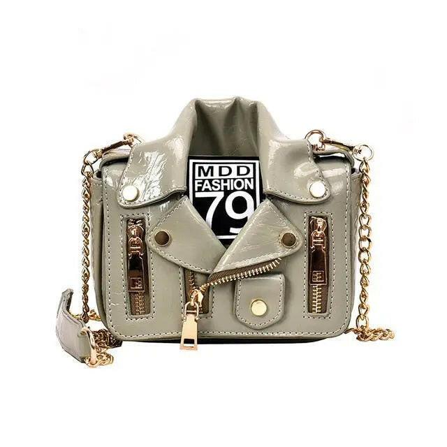 Zipper & Chain Leather Handbag