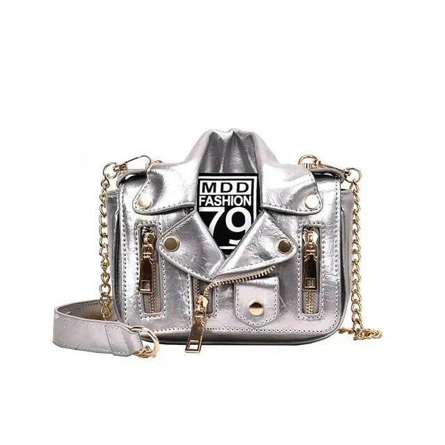 Zipper & Chain Leather Handbag