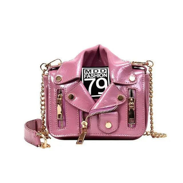 Zipper & Chain Leather Handbag