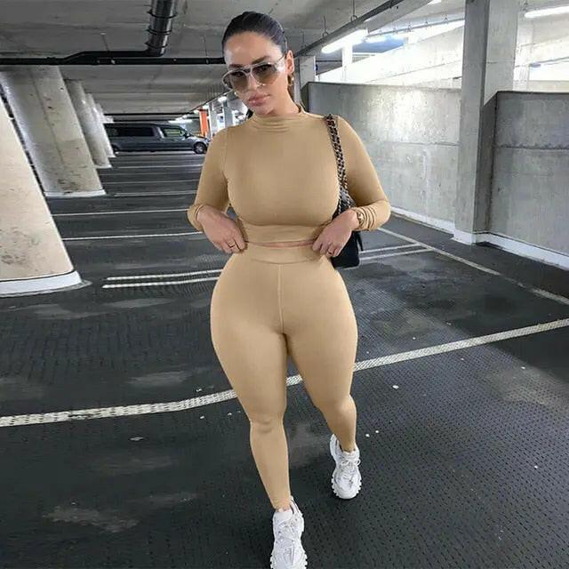 Long Sleeve Top + High Waist Leggings Set