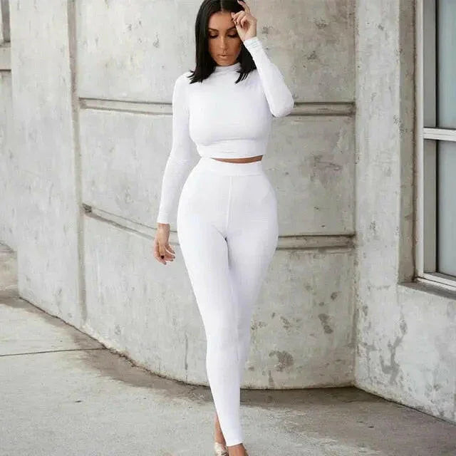 Long Sleeve Top + High Waist Leggings Set