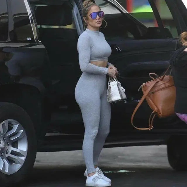 Long Sleeve Top + High Waist Leggings Set