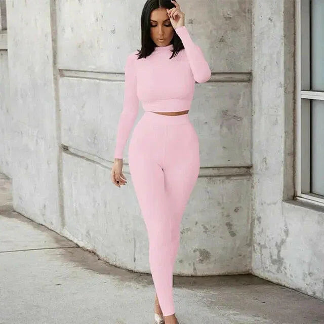 Long Sleeve Top + High Waist Leggings Set