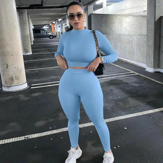 Long Sleeve Top + High Waist Leggings Set