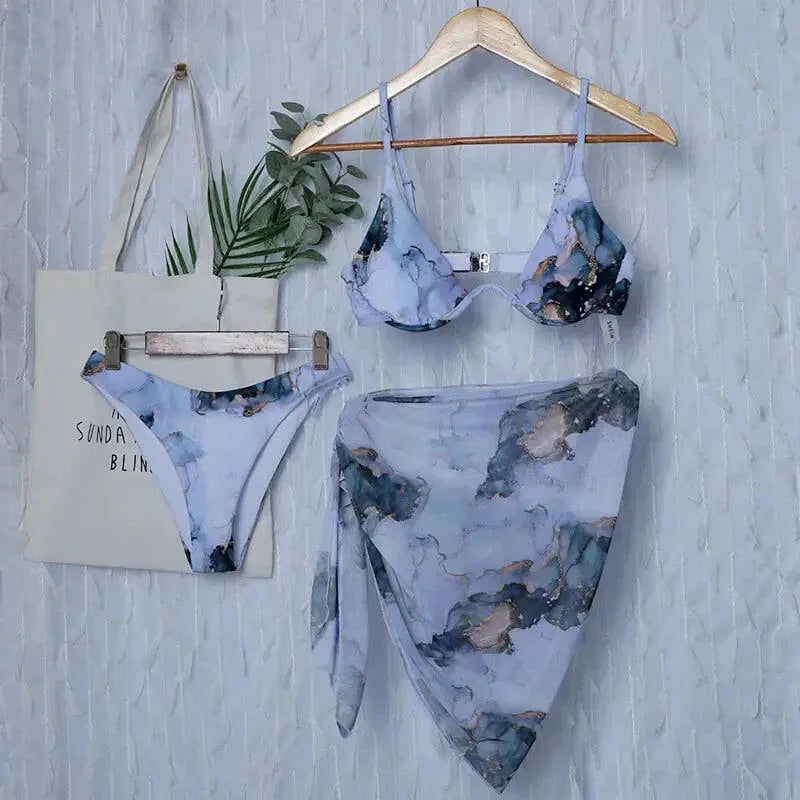Sexy Marble Print Push Up Bikini