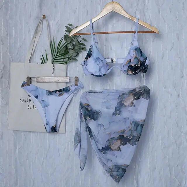 Sexy Marble Print Push Up Bikini