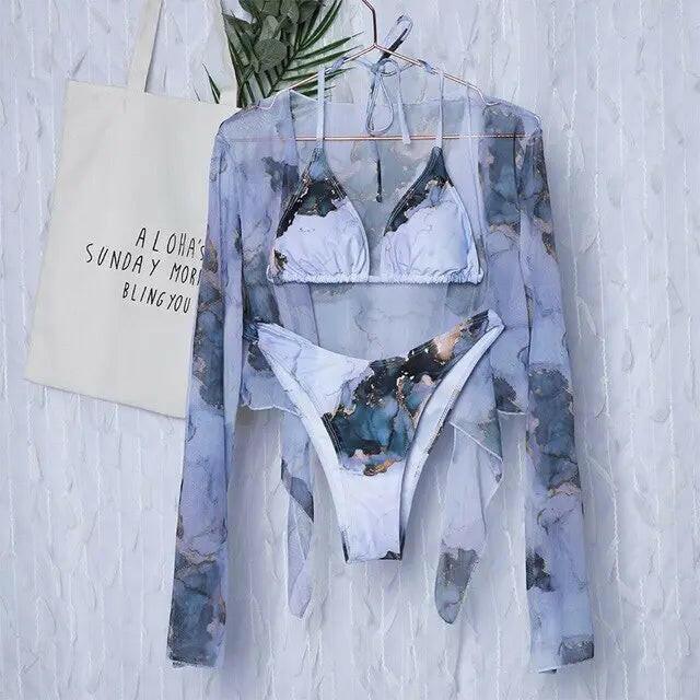 Sexy Marble Print Push Up Bikini