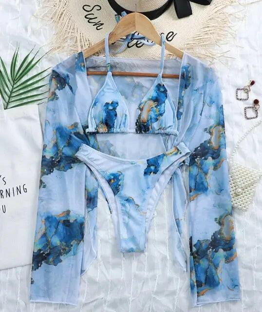 Sexy Marble Print Push Up Bikini