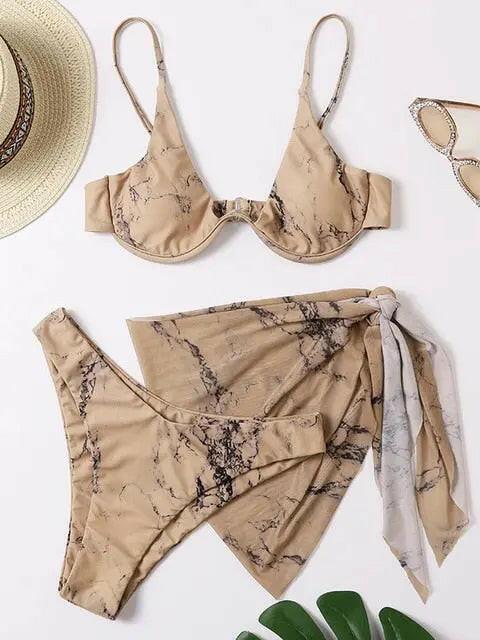 Sexy Marble Print Push Up Bikini
