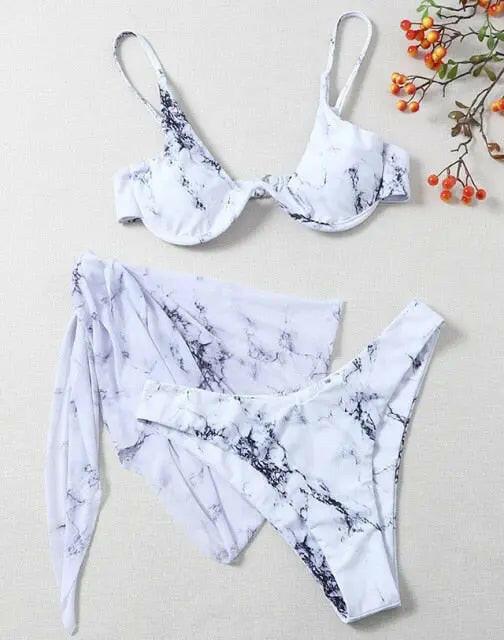 Sexy Marble Print Push Up Bikini