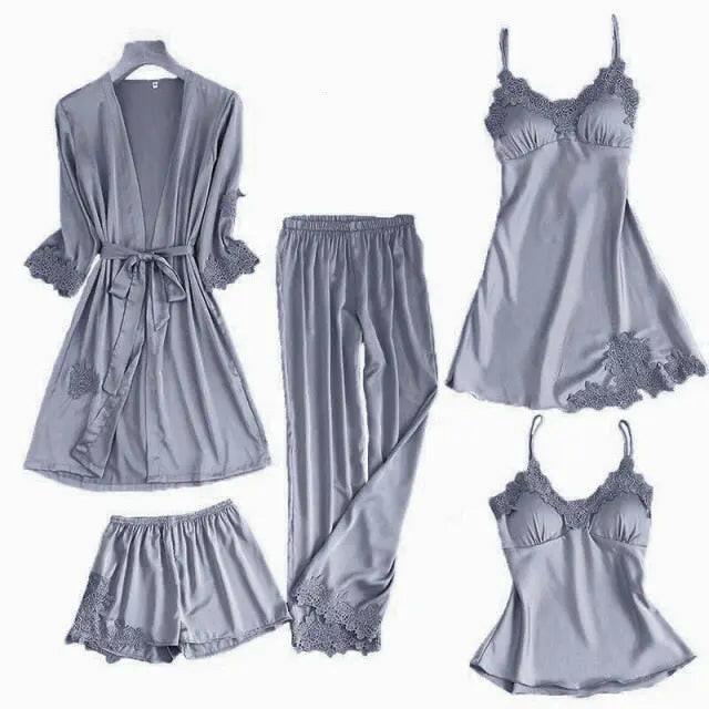 Satin Lace PJ Set 5PC