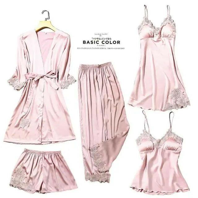 Satin Lace PJ Set 5PC