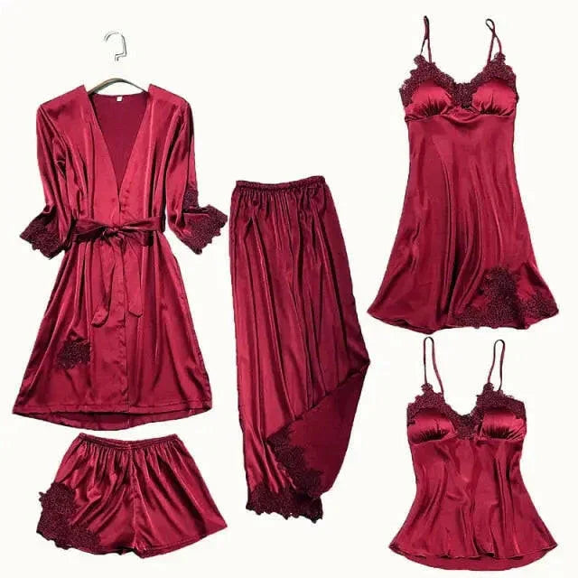 Satin Lace PJ Set 5PC