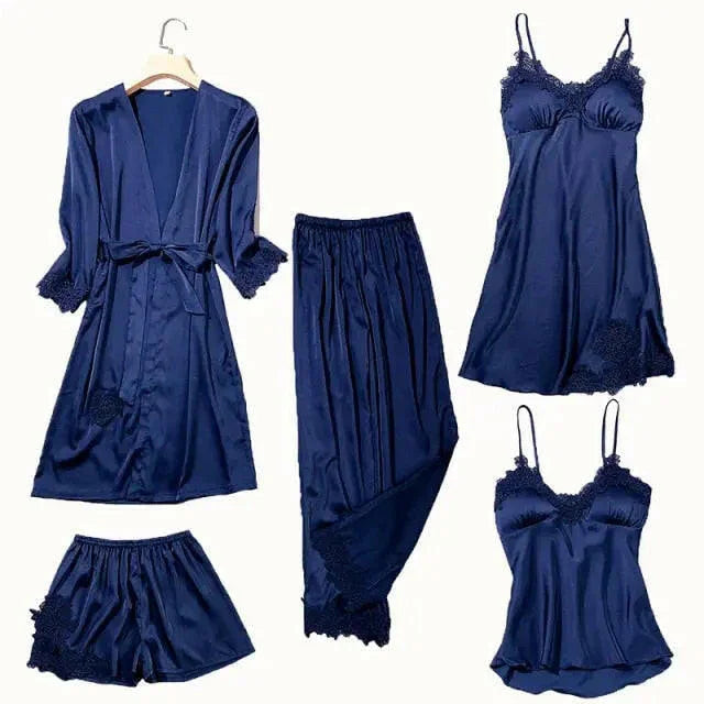 Satin Lace PJ Set 5PC