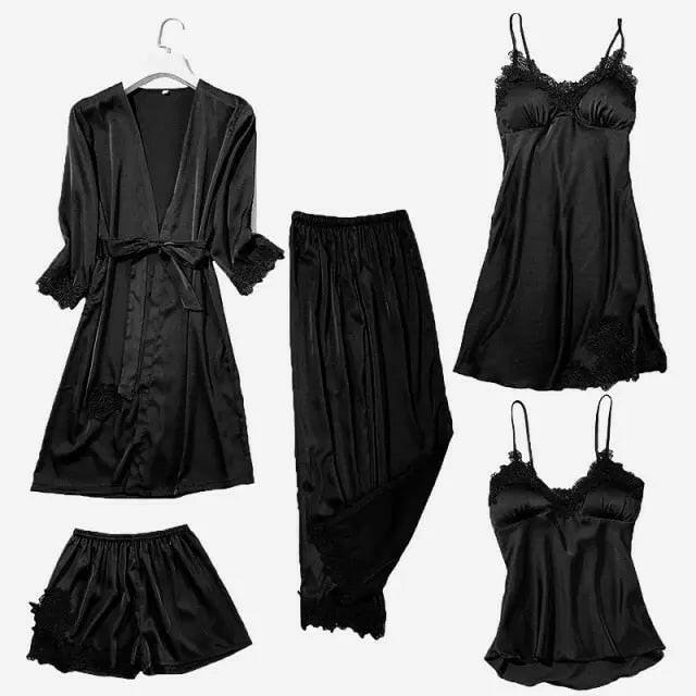 Satin Lace PJ Set 5PC