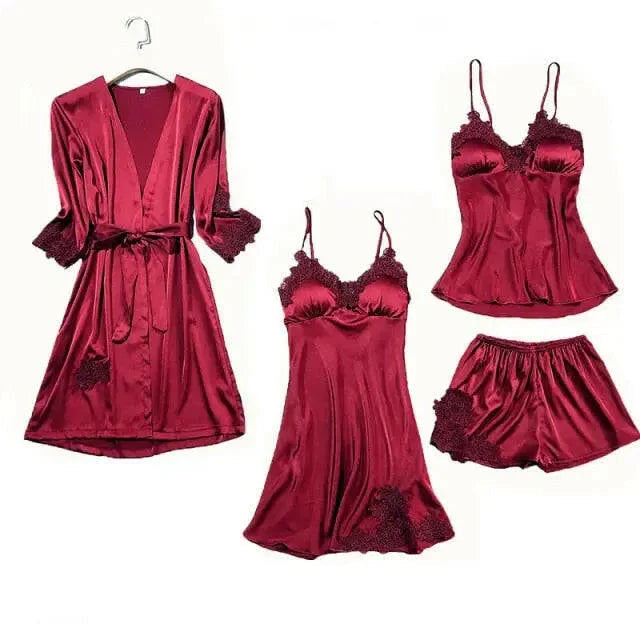 Satin Lace PJ Set 5PC