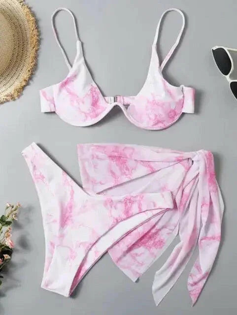 Sexy Marble Print Push Up Bikini