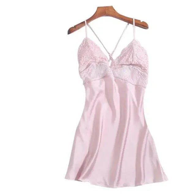 LUX Silk Backless Lace V-neck Nightwear