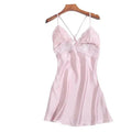 LUX Silk Backless Lace V-neck Nightwear