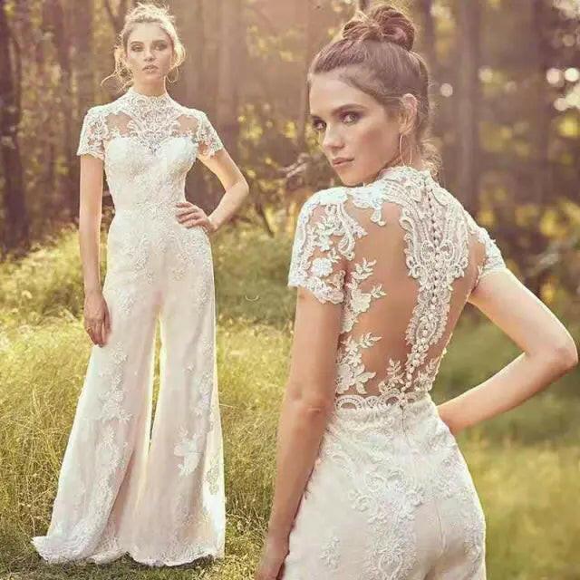 LUX Bridal Lace Short Sleeve Jumpsuit