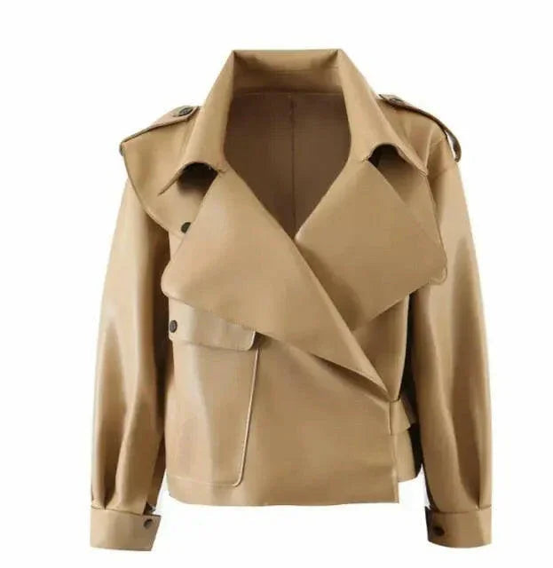 Chic Faux Leather Jacket Autumn Streetwear